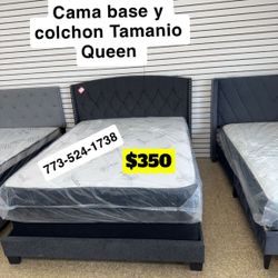 Queen Size Bed Headboard Frame Mattress And Box Spring All Included Brand New Furniture Yes We Deliver 