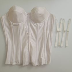 BRAND NEW Without Tag Ivory Dominique Juliette Satin Corset Strappless Bra Size 34A.