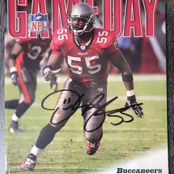 Signed Derrick Brooks 2002 Defensive Player Of The Year Game Day Magazine Autograph Tampa Bay Buccaneers 
