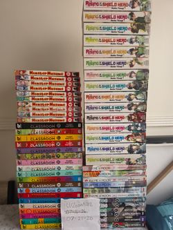 Manga Lot Shield Hero, Assassination Classroom, Monster Musume, Fly Me to the moon, Kaiju No 8.