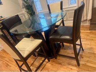 Modern Glass Counter Height Dining Set – 5 Piece