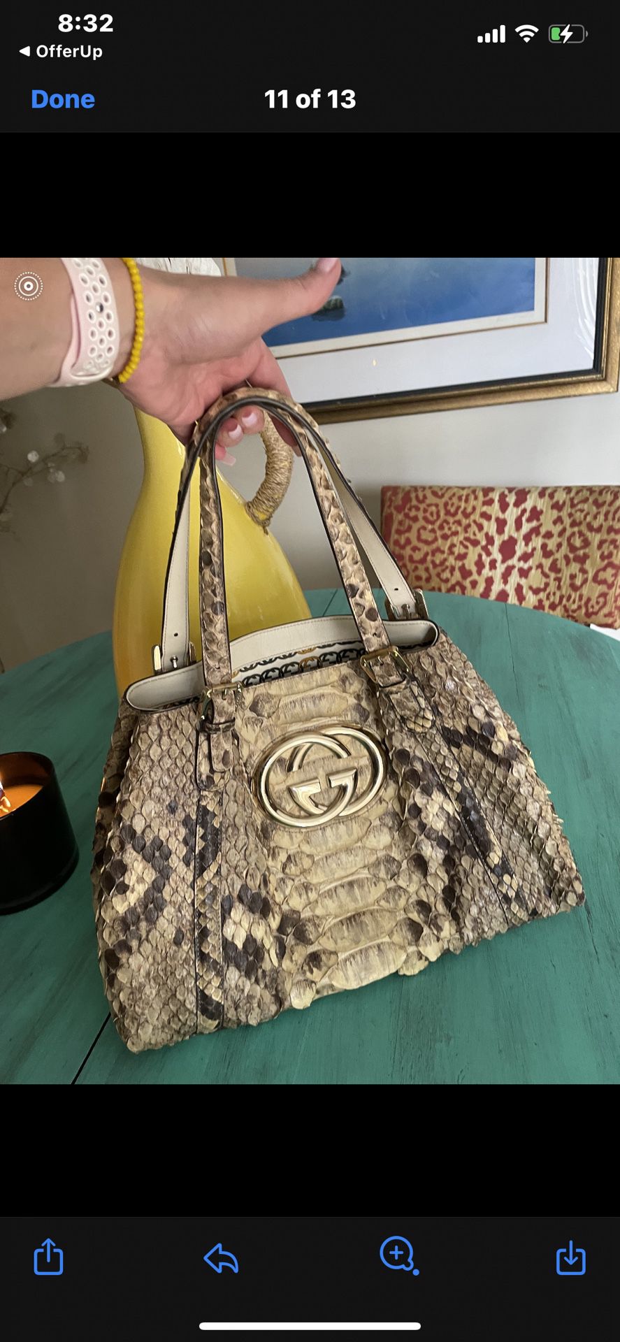Gucci Britt Large Tote Python Shoulder Bag