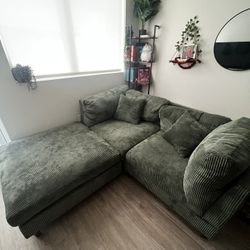 Michelyn 80.3"W 3 - Piece Corduroy Sectional Sofa with Ottoman 