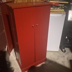 Red Wood Storage Cabinet