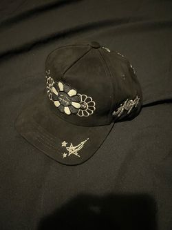 Black Suede Embroidered Flower
