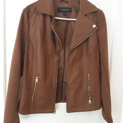 Marc New York Andrew Marc tobacco faux leather zip up jacket size M