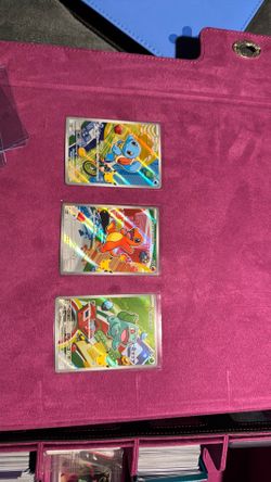 3 promo cards, Charmander, Bulbasaur, Squirtle