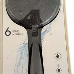 allen + roth Nevis 6 -Spray Matte Black 3.5-in Round Handheld Shower Head 1.8 GPM