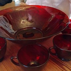 Vintage Punch Bowl and Cups