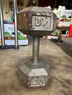 Vintage 40 lb Cast Iron Hex Dumbbell – Old School Gym Weight 💪