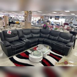 Black/Brown/Gray Power recliner modular livingroom sectional sofa  211" × 39" × 39" H