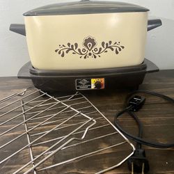 Vintage West Bend Slow Cooker Crock Pot Smoke Glass Lid Retro 80s Works!