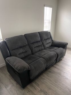 Faux Leather Manual Dual Sided Reclining Sofa / Couch