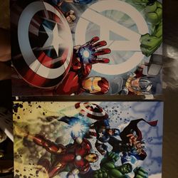Superhero Wall Decor, Marvel For Kids, Room, Canvas, And Wood Set Up Six Pictures