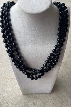 Mark Stamped multi-strand black beaded statement necklace