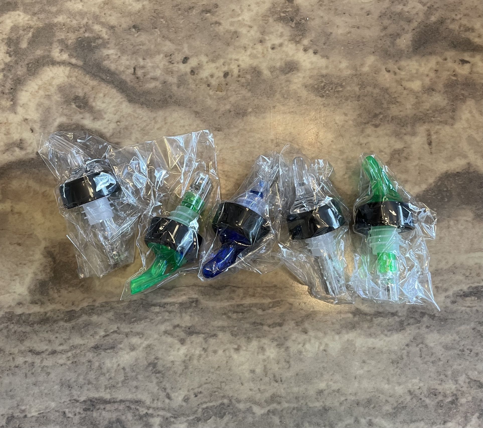 Brand New Set Of 5 Liquor 1 oz.  Pourers