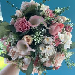 Pink and Coral  Bridal Bouquet 