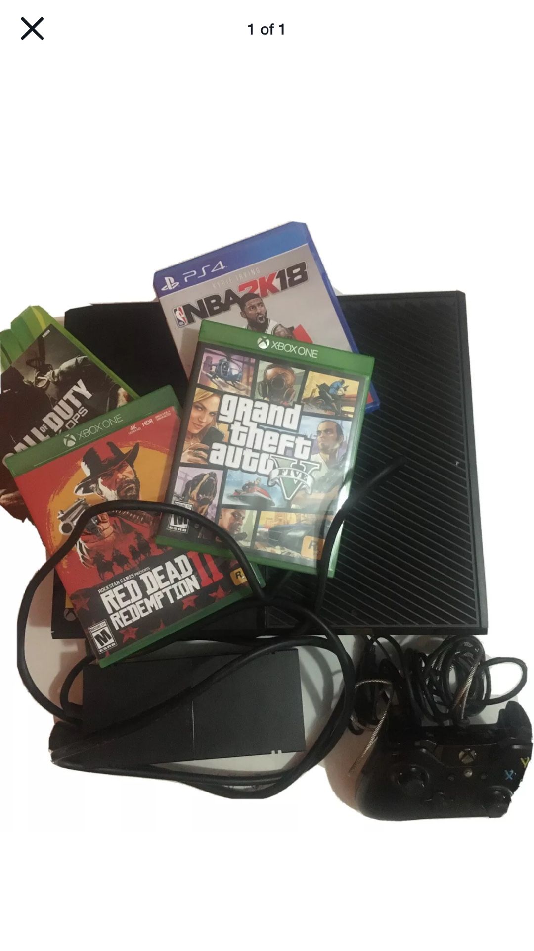 Xbox one with four games ! Red dead redemption 2, gta5, call of duty black ops 2k18