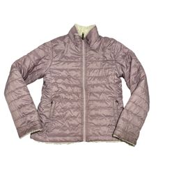 The North Face Ivory Mossbud Insulated Reversible Puffer Jacket Girls 7/8