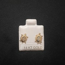 14k Gold - Turtle Earrings 