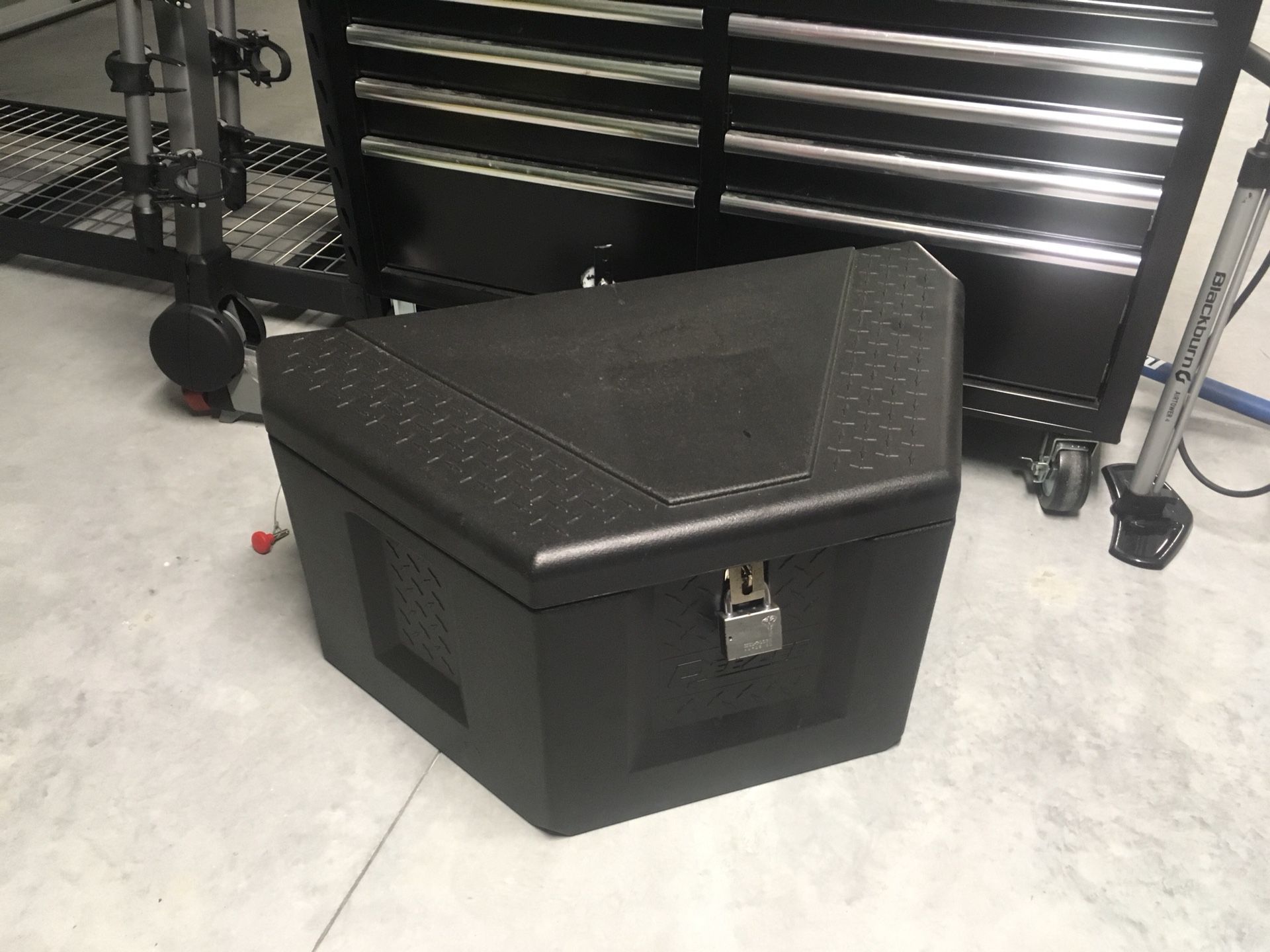 Trailer or truck box storage container tool box