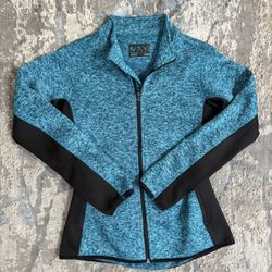 Marc New York Women’s Sweater Jacket - Teal Herringbone Pattern - Medium