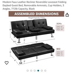Faux Leather Futon Couch 