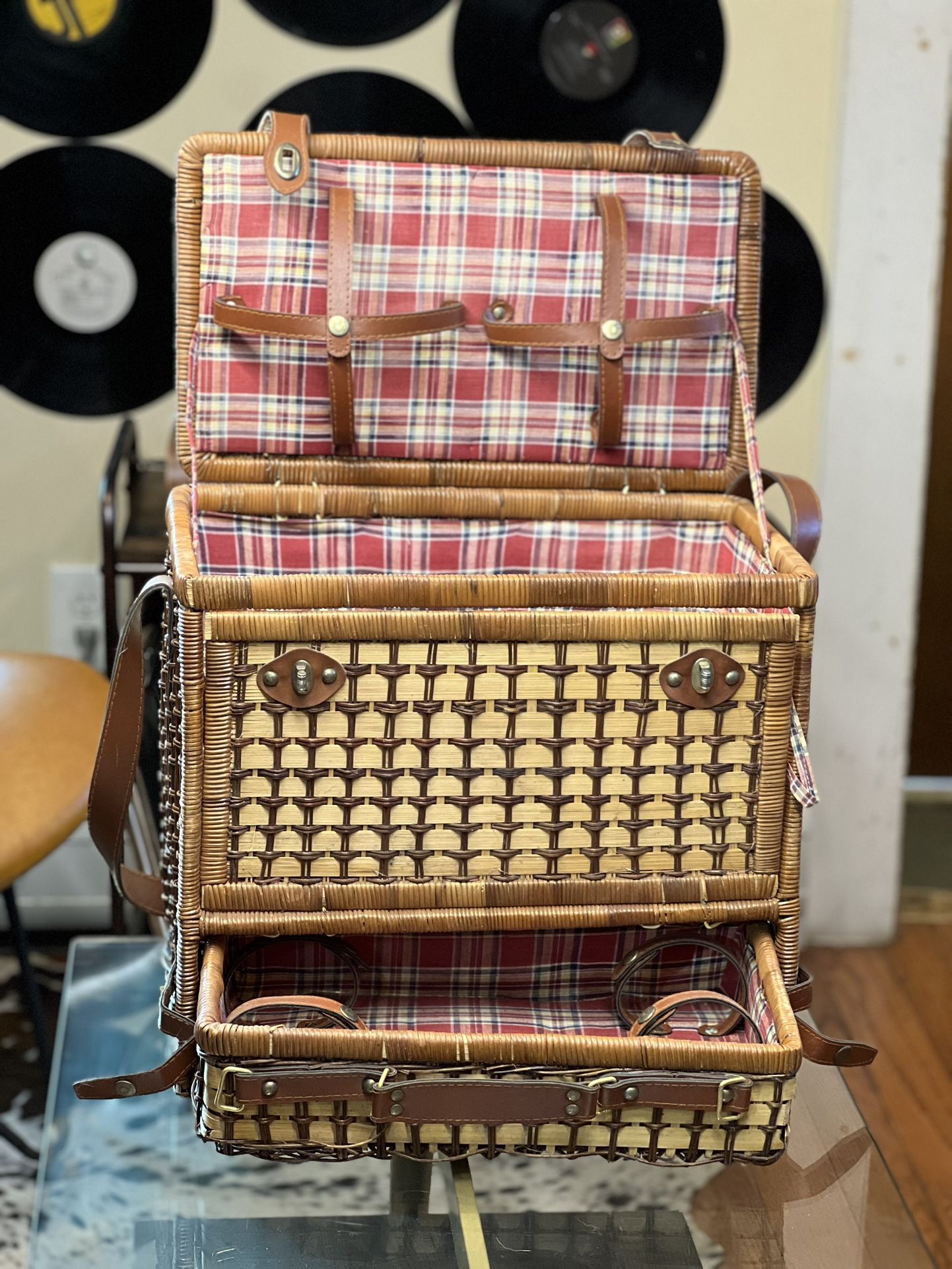 1940s Wicker Picnic Basket