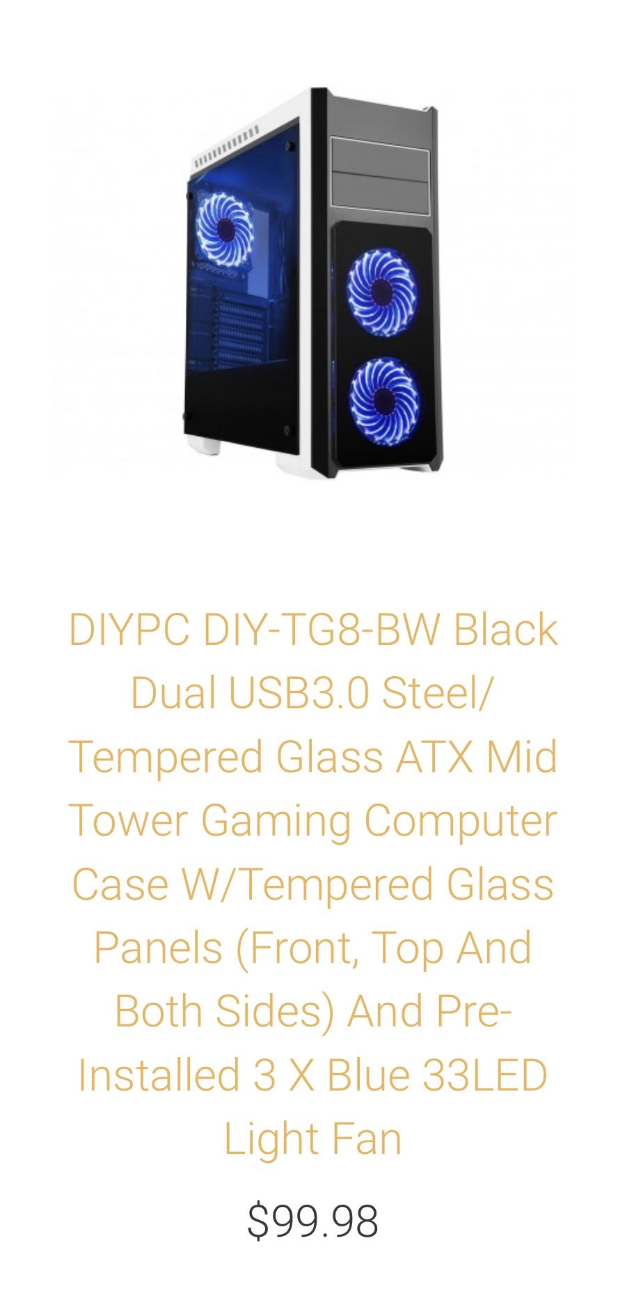 Dual USB 3.0 Tower Gaming Computer Case