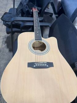 41-Inch Acoustic Guitar Cutaway Dreadnought Natural Basswood Beginner-Friendly