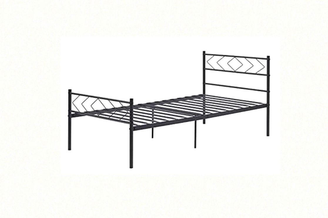 Metal bed frame with headboard and footboard, black twin size