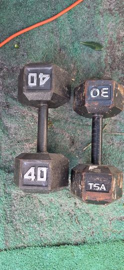 40 lb and 30 lb Hex Dumbbells Set