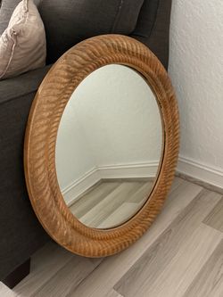 Round Wooden Mirror