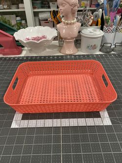 Salmon Plastic Storage Baskets Set Of 9