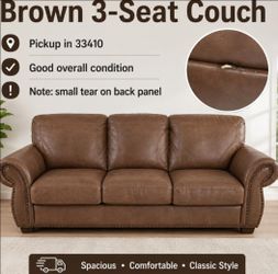 Brown 3-Seat Couch – $325 OBO