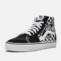 New In Box Vans Sk8r-Hi-Tops Black/Checkeredboard With Vans logo