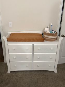 White Wood Dresser with Changing Table Top