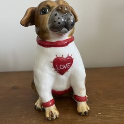 Dog Holding Sign Of Love , Ceramic Piece 