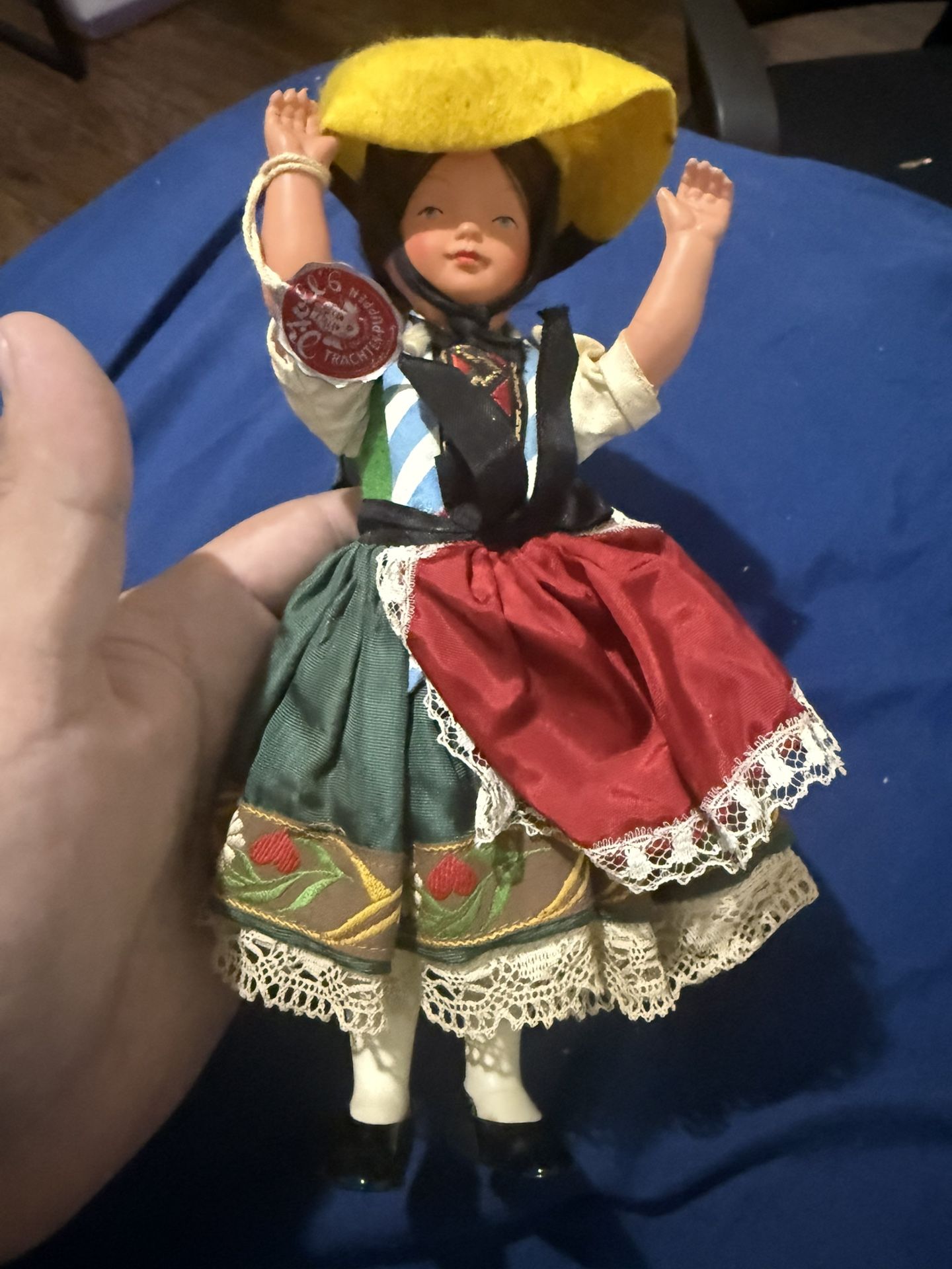 VTG Vierlanden Hamburg Souvenir Doll Trachten Puppen HP Hand Painted 6" Tall