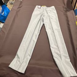Angelo di Franco Mens Dress Pants 34x35 Silver Gray Pinstripe NWT