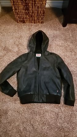 Mens sherpa lined faux leather jacket