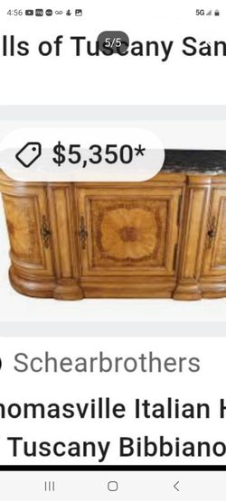Thomasville Hills of Tuscany Bibbiano Marble Top Sideboard/Buffet/Credenza Dark