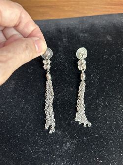 Dangle Rhinestone And Silver Earrings 