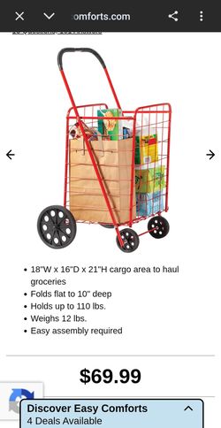 Deluxe Steel Red Push/Shopping Cart