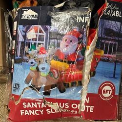 (Retails 93) 6 Ft. Joiedemi Santa Claus On Cute Fancy Sleigh 