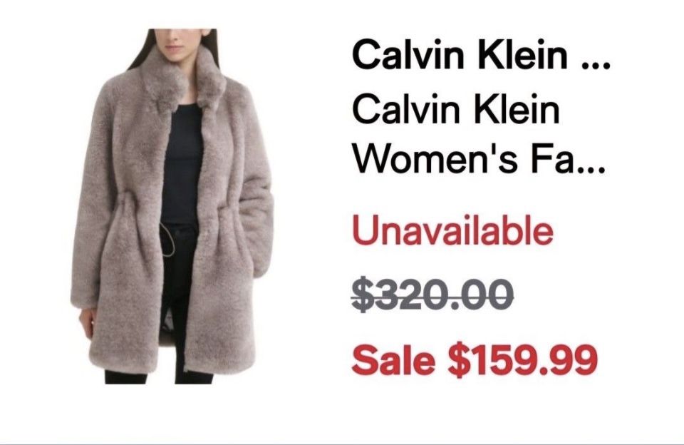Calvin Klein Faux Fur Coat