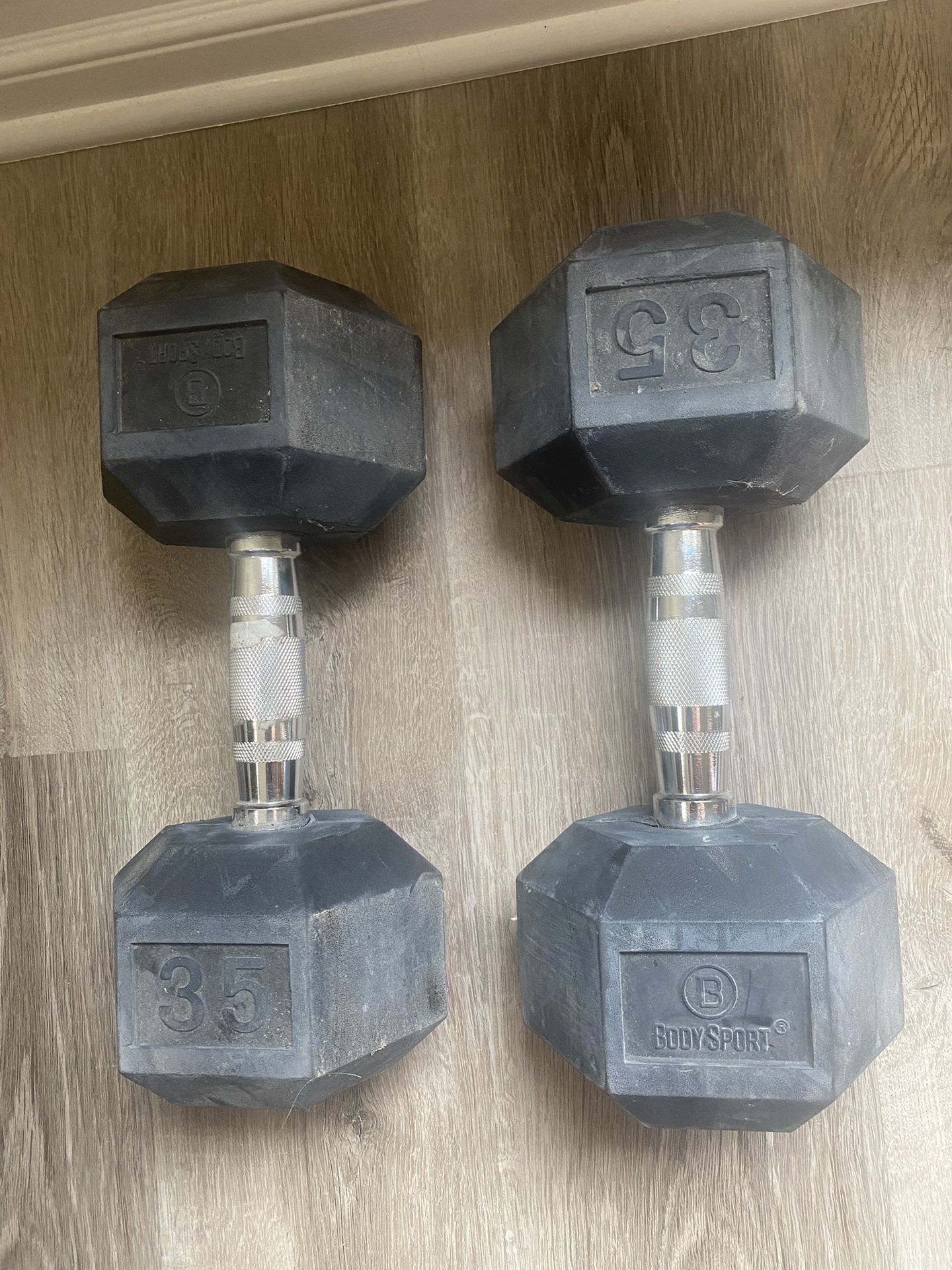 35 lb Rubber Hex Dumbbell Hand Weights