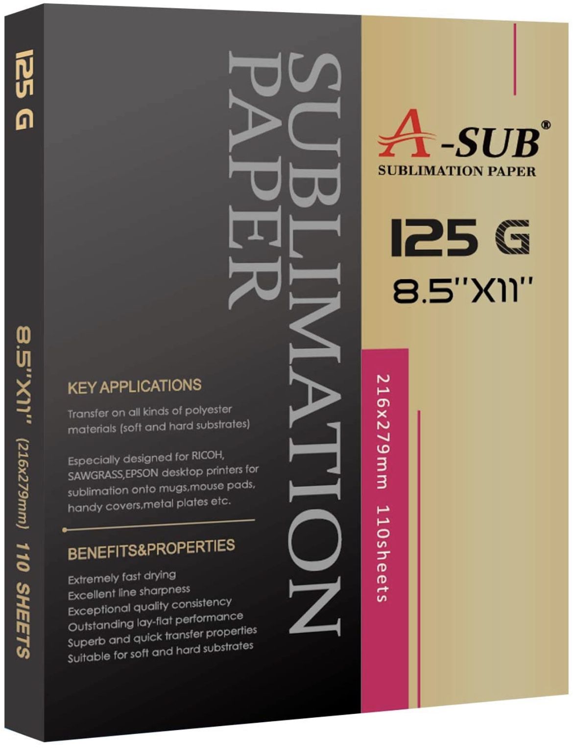 Sublimation Paper 8.5” X 11” (110 Sheets) For Any Inkjet Printer Which Match Sublimation 125G 