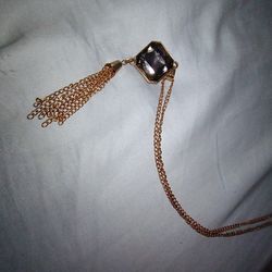 Vintage gold plated necklace with black diamond