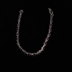 Sterling Silver Amethyst Cz Tennis Bracelet  7.5mm